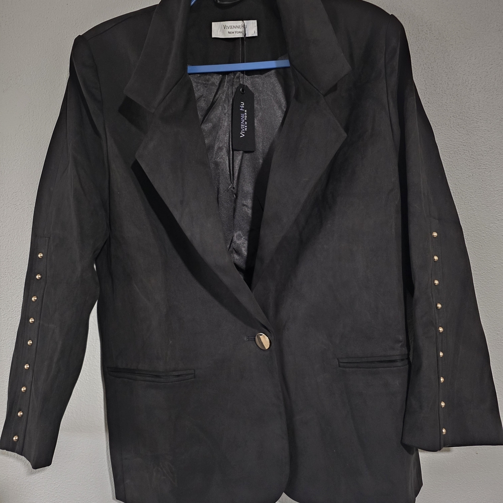Vivienne Hu Studded Black Suede Blazer
